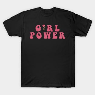 Girl Power Groovy text with Sunflower T-Shirt